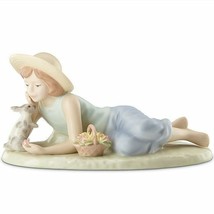 Lenox Easter Girl With Bunny In Flower Meadow Figurine Springtime Daydreams NEW - £56.75 GBP