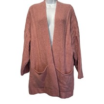 Topshop Dusty Rose Pink Rib Knit Sweater Oversized Double Pocket Cardigan Size 8 - £19.13 GBP