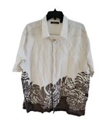 Cubavera Men&#39;s Beige Brown Leaf Print Linen/Cotton Short Sleeve Shirt Si... - €14,29 EUR