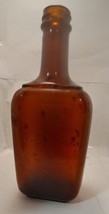 Vintage 8&quot; Tall Brown Amber Glass Bottle - Medicine - Apothecary - side seam - £7.19 GBP