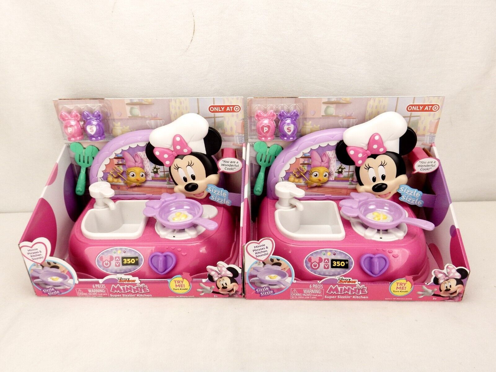 Case Lot of 2 Disney Minnie Sizzlin' Kitchen Play Sets, Cooking Sounds & Phrases - $26.58
