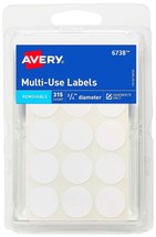 R Ound Removable Adhesive Labels White Circular Circle Price Sticker Avery 6738 - £13.15 GBP