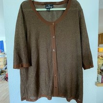 Carole Little Brown Shimmer Cardigan &amp; Tank Sweater Set  Sz 3X - £38.26 GBP