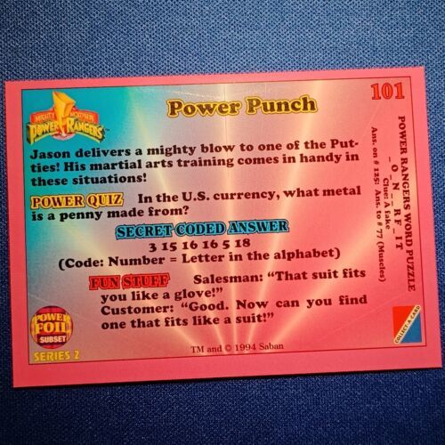 1994 Mighty Morphin POWER RANGERS SERIES TWO #101 POWER PUNCH - $4.99