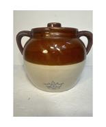 2 handle Antique Robinson Ransbottom Brown #2 Bean Pot w/Lid Clay Potter... - $24.74