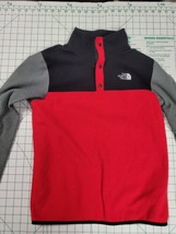 Boys XL NORTH FACE Pullover  Fleece Long Sleeve Sweater Jacket Red Gray ... - £9.84 GBP