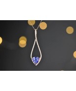 Ciondolo Tanzanite CZ Blu Taglio Trilliant 3Ct Placcato Oro Rosa 14K -... - $111.82