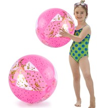 2Pcs Glitter Beach Balls, 16 Inch Inflatable Beach Balls Confetti Sparkl... - $14.24
