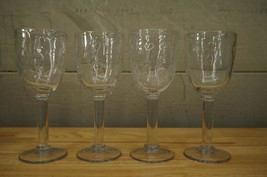 Lot Hand Crafted Artisan Blown Glass Clear Abstract Bubble Wine Glasses ... - $94.04