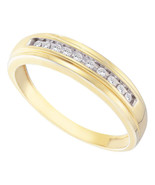 10kt Yellow Gold Mens Round Diamond Single Row Channel-set Wedding Band ... - £223.61 GBP