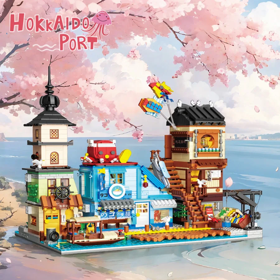 Creative Hokkaido Dock Octopus Sushi Shop Seaside City Mini Street View Buildi - £90.67 GBP