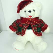Christmas Snowflake Teddy Bear 1999 Stuffed Plush Animal 20&quot; Red Green Gold - $39.59