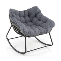 Outdoor Rocking Chair Oversized Patio PE Wicker Egg Chair with Cushion-Gray - Co - $5,309.18 MXN