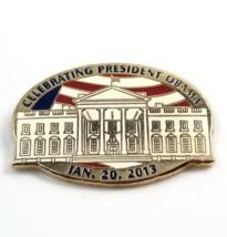 Celebrating President Obama Jan 20 2013 White House US Flag Gold Tone Enamel Pin - £13.39 GBP