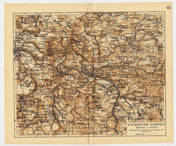 1939 Vintage Map Of Saxon Switzerland Sächsische Schweiz Unstruttal Germany - £13.45 GBP