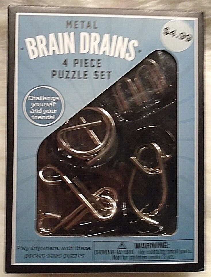 Metal Brain Drains 4 Piece Puzzle Game Set by The Original Fun Workshop ... - $4.94