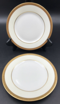 2 Theodore Haviland Limoges France Embossed Design Gold Rim Salad Plates 7.5&quot; - £20.05 GBP