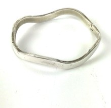 Vintage Bracelet Silver 925 Wavy Geometric Boho hinged Silver - £19.74 GBP
