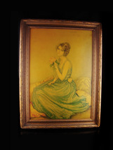 Large vintage mantle portrait  - framed young woman with flower - Mid century wo - £99.91 GBP