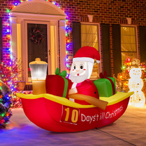 7 FT Christmas Inflatable Santa Claus Rowing Boat Outdoor Lighted Decora... - $92.99