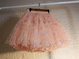 Girl Blush Pink Tiered Tulle Skirt A-line Puffy Skirt Plus Size Knee Length image 3