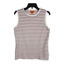 Joe Fresh Womens Shirt Size Medium Orange Blue Striped Sleeveless Stretch Top - £12.90 GBP