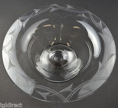 Clear Etched Glass Footed Bowl 10&quot; Round Collectibe Vintage Crystal Home Decor - £15.45 GBP