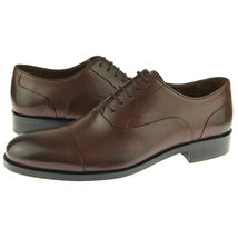 Vintage Leather Lace Up Oxford Classical Brown Burnished Rounded Toe Men... - $149.99+