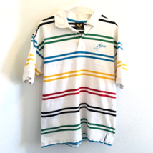 VTG 90&#39;s Avirex Multi Color Horizontal Striped Polo Shirt Men&#39;s Large - £19.00 GBP