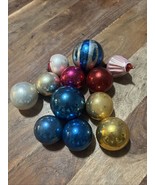 Christmas Tree Ornaments Poland Lot of 12  Vintage 4.25&quot; Glass Hand Painted - $27.70