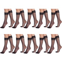 AWS/American Made 10 Pairs Sheer Knee High Socks for Women 15 Denier Stay up Ban - £10.75 GBP