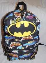 Backpack Batman &amp; Robin School Book Bag Vintage Black NEW Purse Tote Batmobile - £19.12 GBP
