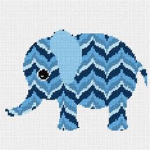 Pepita Needlepoint Canvas: Blue Bargello Elephant, 9&quot; x 9&quot; - $50.00+