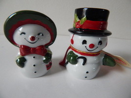Mr &amp; Mrs Snowman Christmas Salt and Pepper Shakers by Hallmark  NWT - $5.94
