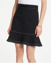New Ann Taylor Petite Contrast Stitched Ponte Flounce Black Mini Skirt S... - £31.02 GBP