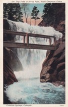 Colorado Springs CO Top Falls Of Seven Falls Cheyenne Canon 1940 Postcard D41 - £2.35 GBP