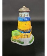 Ceramic Lighthouse Trinket Box Yellow Blue Green Ceramic World 3.5 In  - $27.99 CAD
