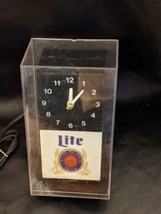 Vintage Miller Lite Lighted Wall Clock Plastic Bar Man Cave 9 x 5 Inches Working - £31.15 GBP