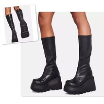 New Women Knee High Boots Thick Sole Female Pu Wedges Heels   Long Boot Sexy Lad - £55.06 GBP