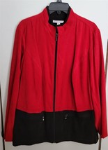Womens Plus 16W JM Collection Red Black Zip Lightweight Jacket Business ... - £14.80 GBP