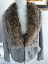 Brunello Cucinelli cashmere Ribbed knit Cardigan Sweater w fox Sz L NWT $5999 - £558.74 GBP