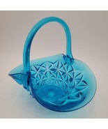 Vintage Large Indiana Glass Monticello Blue Fruit Basket Candy Bowl w/Ha... - $40.60 CAD