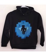 JINX Minecraft Fleece Lined Hoodie Black Blue Kids Small 6/7 - $380.13 MXN
