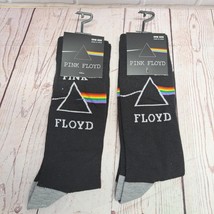 2 Pair Pink Floyd Prizm Dark Side Moon Men&#39;s Crew Socks Black One Size (... - $12.34