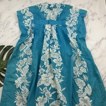 Loana Casuals Womens Vintage Hawaiian Kaftan Maxi Dress Size XL Blue Tro... - £26.80 GBP