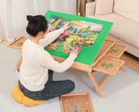 1500 Pieces Wooden Folding Puzzle Table, Jigsaw Puzzle Table With 4 Draw... - $235.99