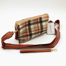 Jen &amp; Co Izzy Crossbody Wristlet Bag Black Cream Plaid 6.5x10x2 inches - $29.08