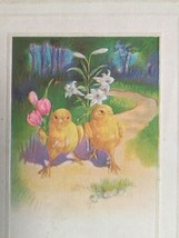 Joyful Easter Chicks Holding Flowers Antique Embossed UNP Postcard c1910s - £3.20 GBP