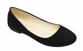 Bella Marie Stacy-12 Women&#39;s Round Toe Slip On Ballet Flat Shoes 5.5 Black - $14.81