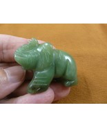 Y-ELE-ST-591) Green ELEPHANT gemstone carving STONE TRUNK UP gem statue ... - £11.01 GBP